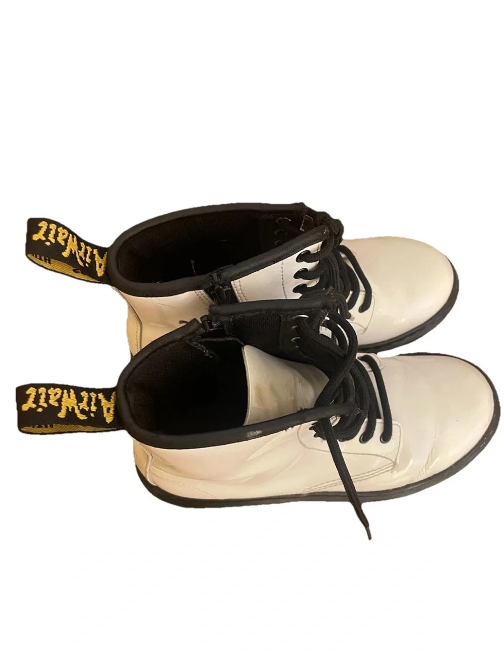 Dr.Martens Youth Kids Combat Boots White Leather Zip Punk 90’s 1460